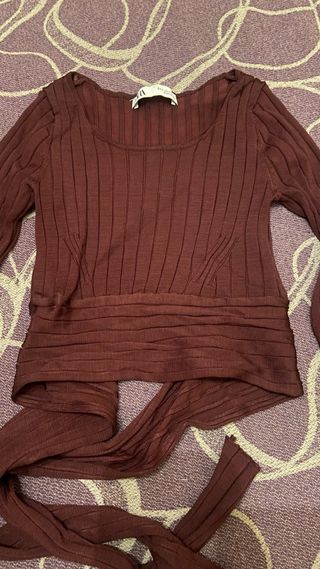 Conjunto falda y top burdeos