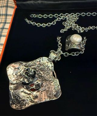 Collar y Anillo Plata Multicolor