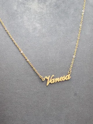 Collar Nombre Vanesa Acero Quirúrgico Baño Oro