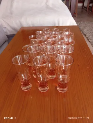 Conjunto 24 Vasos Cristal Vintage Rosa