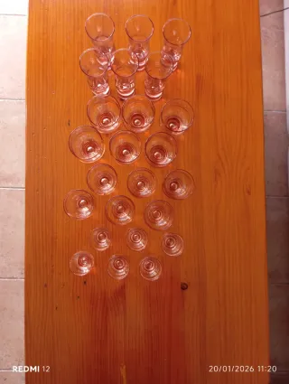 Conjunto 24 Vasos Cristal Vintage Rosa