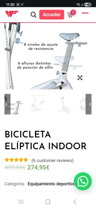 Bicicleta Elíptica Wonderfit Spain