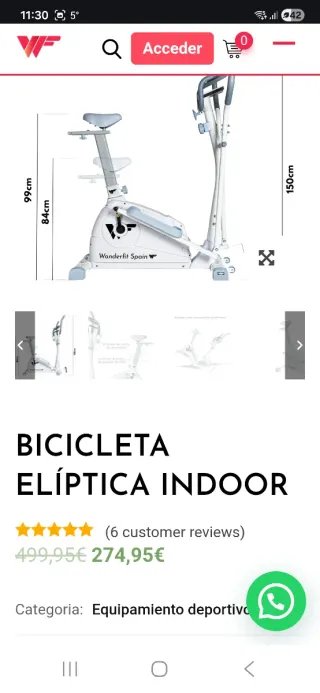 Bicicleta Elíptica Wonderfit Spain