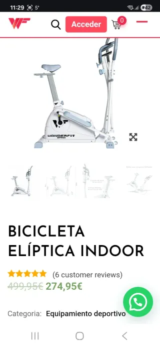 Bicicleta Elíptica Wonderfit Spain