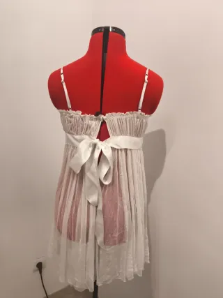 Vestido lencero Intimissimi seda beige/blanco T.M