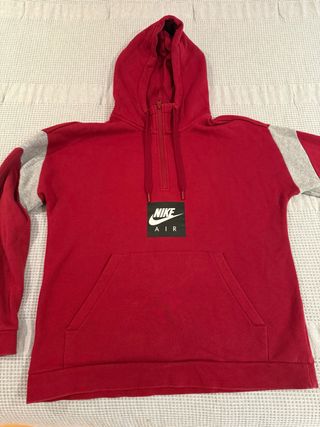 Sudadera Nike Roja y Gris Media Cremallera