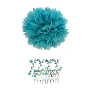 Peineta y Flor Turquesa