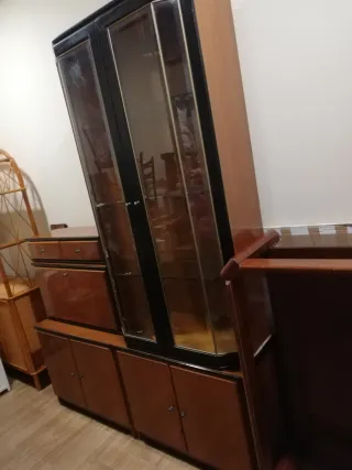 Mueble modular vitrina bar cajonera 2 bajos baldas