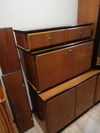 Mueble modular vitrina bar cajonera 2 bajos baldas