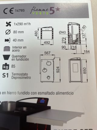 Estufa Pellets Bronpi Mayo con Plancha