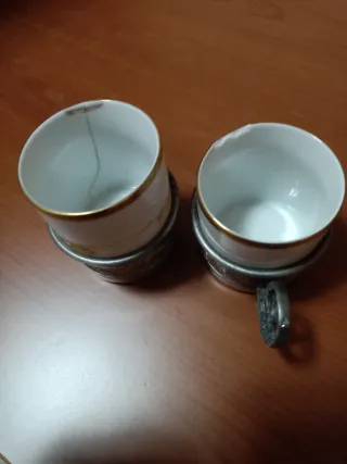 Set 6 Tazzine Caffè Porcellana e stagno