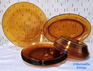 Vajilla Duralex vintage ámbar