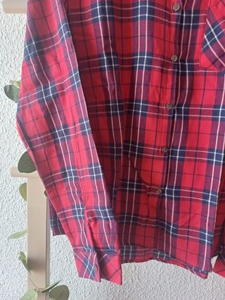 Camisa invierno estilo leñador rosa y azul marino