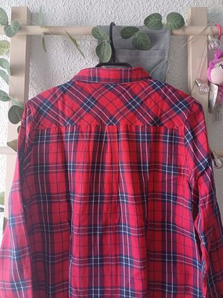 Camisa invierno estilo leñador rosa y azul marino