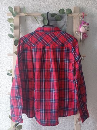 Camisa invierno estilo leñador rosa y azul marino