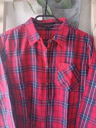 Camisa invierno estilo leñador rosa y azul marino