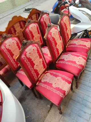Conjunto Sofá 6 Sillas y 2 Sillones Antiguos