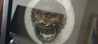 Pareja Cuadros Antiguos Cabeza León Chino