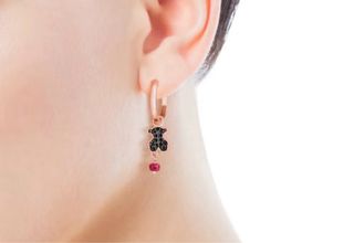 Pendientes aro Tous Oso Negro y Rojo