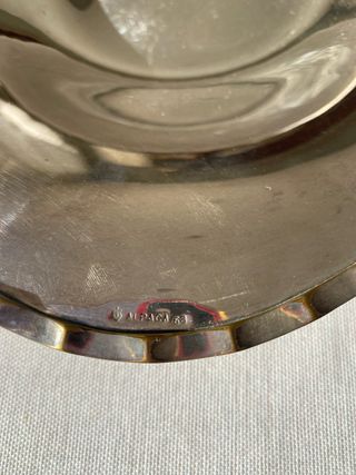 Plato/fuente plateada de alpaca