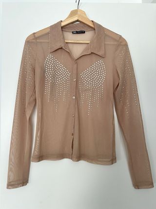 Lote 3 blusas estampadas  y beige bordada de Zara