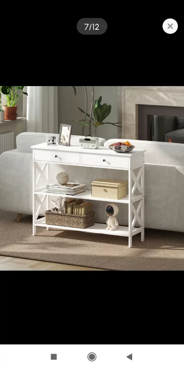 Mesa mueble consola recibidor madera blanca
