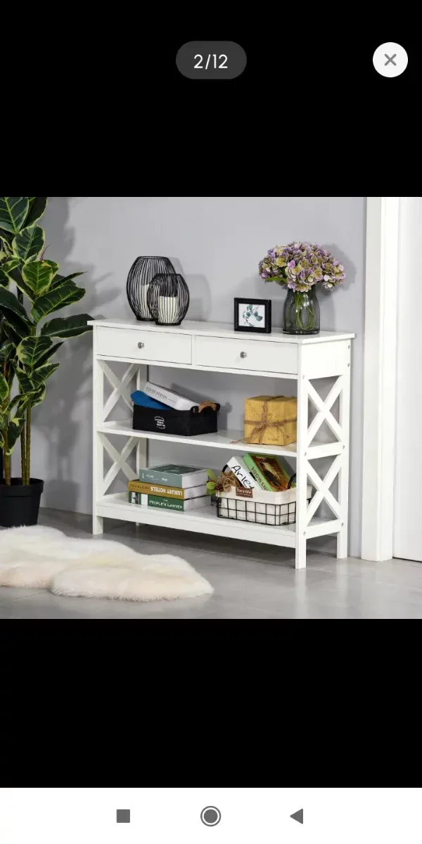 Mesa mueble consola recibidor madera blanca