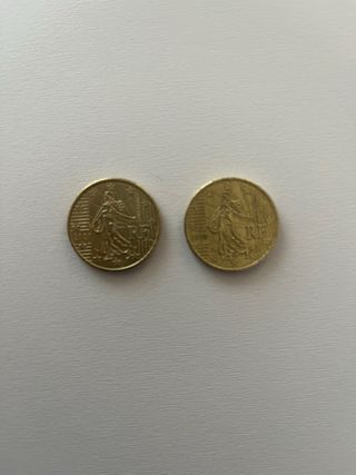 2 Monedas 50 Céntimos Francesas La Sembradora