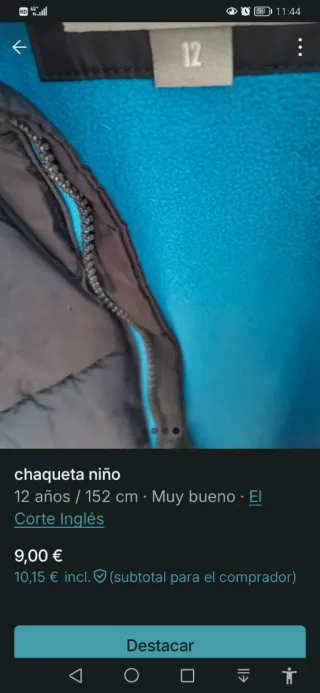 Chaqueta niño Corte Inglés azul