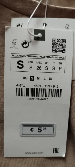 Camiseta Zara Talla S Beige