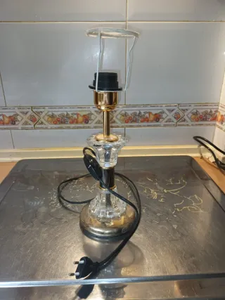 Juego 2 Lamparitas Cristal y Metal Doradas