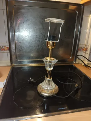 Juego 2 Lamparitas Cristal y Metal Doradas