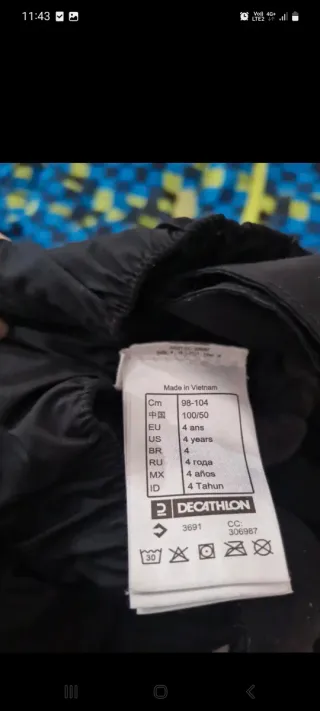 Completo neve bimbo fantasia scacchi eta2/3 anni