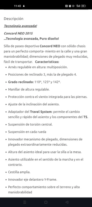 Silla de paseo Concord Neo