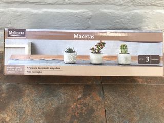 Set 3 Macetas Melinera Piedra Decoradas