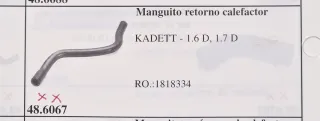 Manguito retorno calefactor OPEL KADETT 1.6D-1.7D