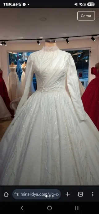 Vestido Novia Modesto Hijab Blanco