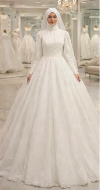 Vestido Novia Modesto Hijab Blanco
