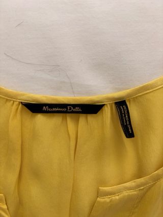 Blusa seda amarilla Massimo Dutti manga volante