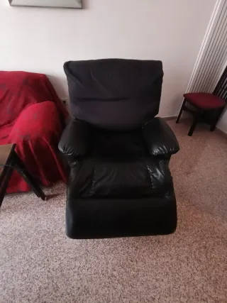 Sillón relax piel negro automático