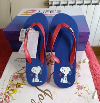 Chanclas Snoopy Azul y Rojo Talla 38 y 39