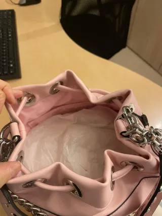 Borsa secchiello Twinset rosa con borchie