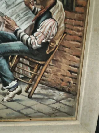 Olio su cartone: Lettura del quotidiano