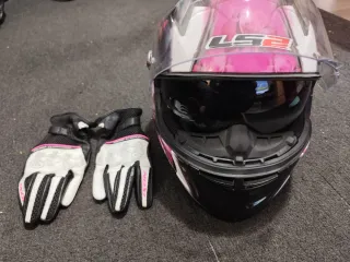 Casco Moto LS2 Mujer Talla M + Funda + Guantes