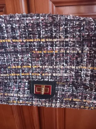 Bolso tweed mujer cadena dorada