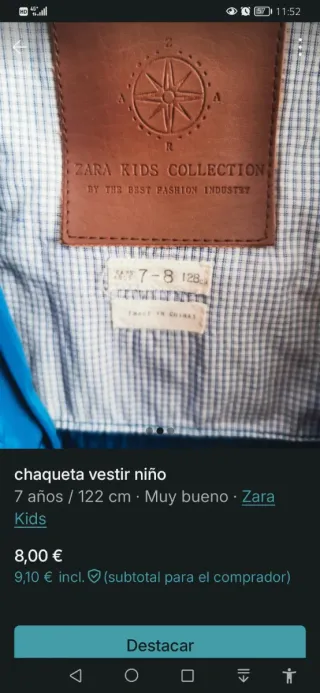 Chaqueta cortaviento Zara azul niño