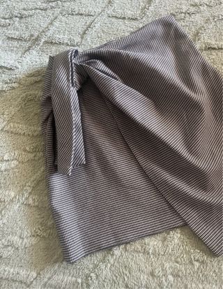 Falda Zara cuadros marrón y blanco