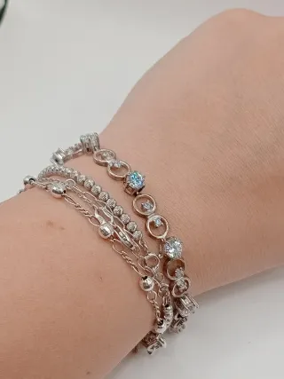 Bracciale stile tennis con cerchi zirconi argento