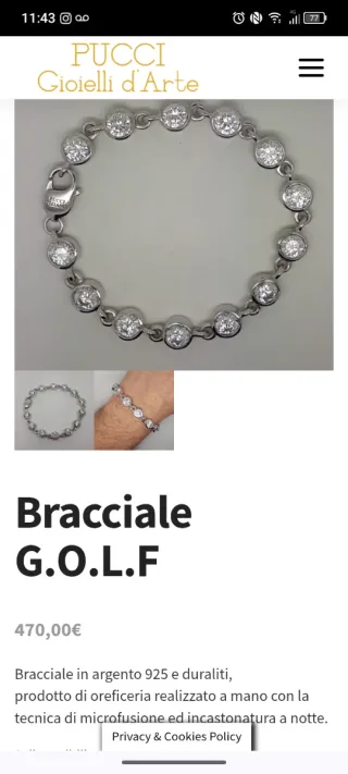 Bracciale stile tennis con cerchi zirconi argento