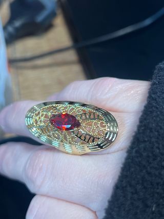 Anillo Oro 14K Talla 7 con Piedra Roja XP